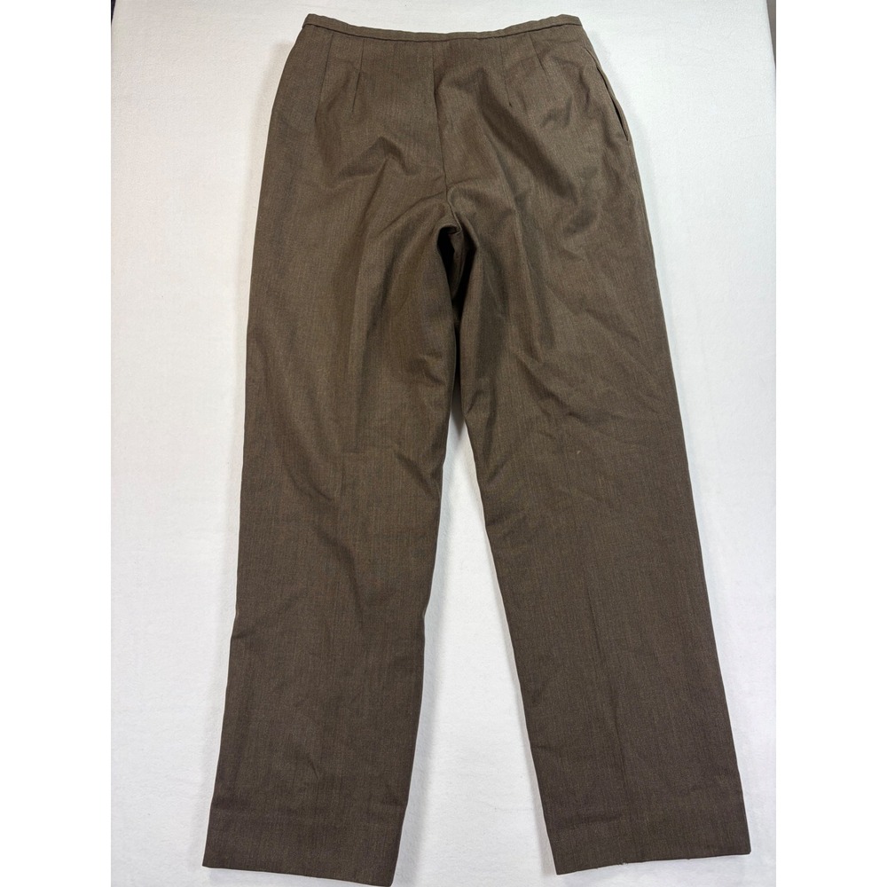 Pendleton Brown 100% Virgin Wool Straight Leg Trousers Pants Petite 12 High Rise - Picture 6 of 7